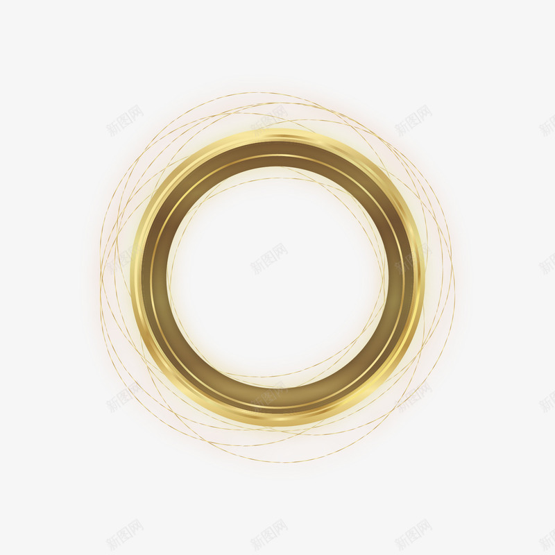 金色环形图形png免抠素材_新图网 https://ixintu.com 手绘 金色环形
