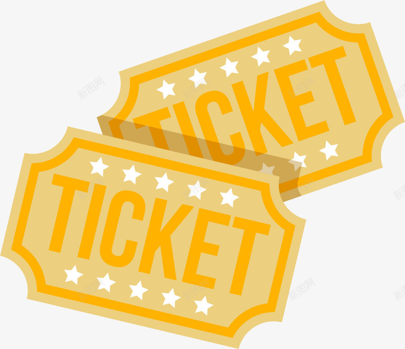 黄色星星2张电影票png免抠素材_新图网 https://ixintu.com 2张电影票 ticket 国际电影节 情侣券 拍摄 拍电影 电影院 黄色电影票