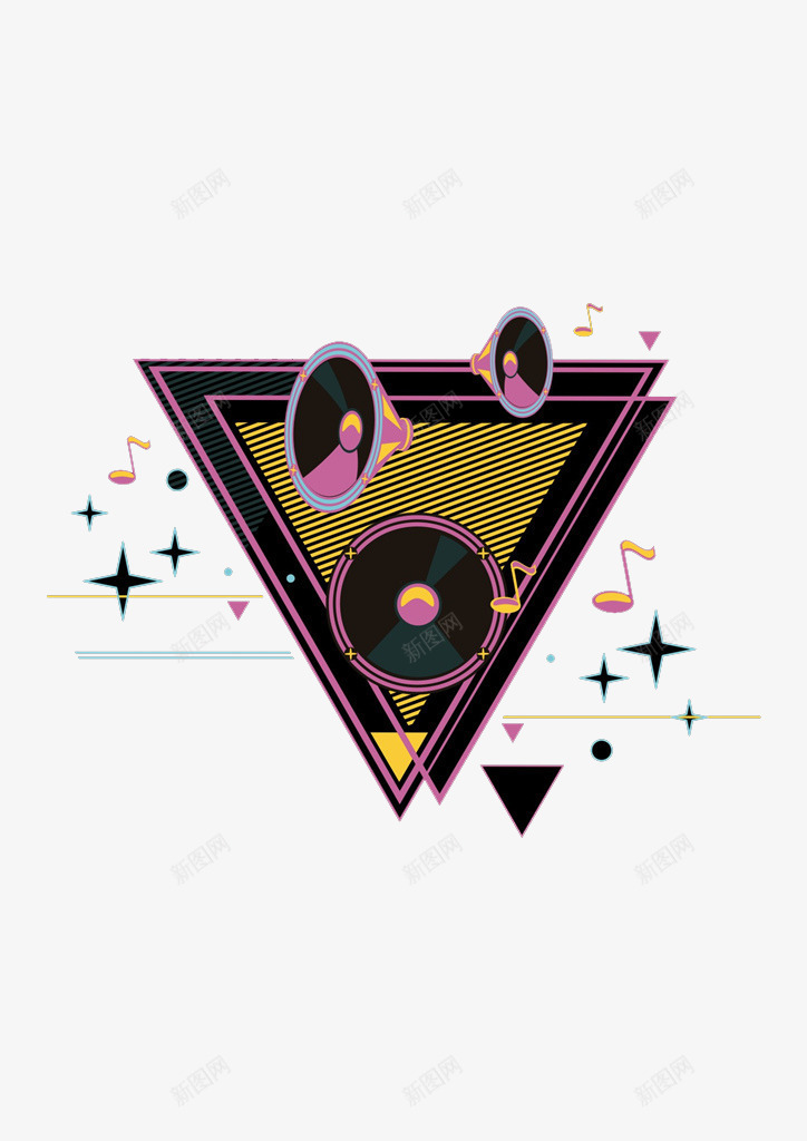 音乐喇叭png免抠素材_新图网 https://ixintu.com 卡通 卡通手绘 水彩画 美化 装饰图案 音乐喇叭