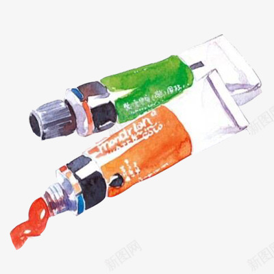 手绘颜料片png免抠素材_新图网 https://ixintu.com 手绘 橘色 绿色 颜料