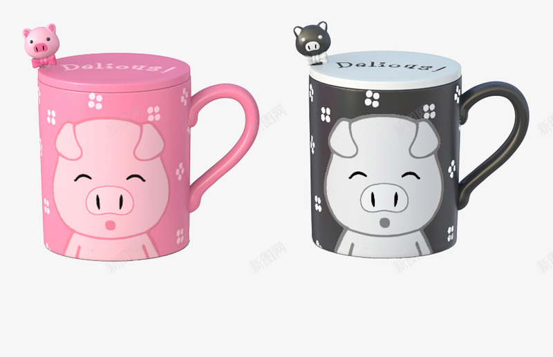 可爱的马克杯png免抠素材_新图网 https://ixintu.com 喝水 小猪马克杯 正面 粉色