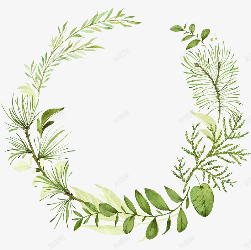 清新的手绘绿植环1png免抠素材_新图网 https://ixintu.com 手绘 清新 环 绿植