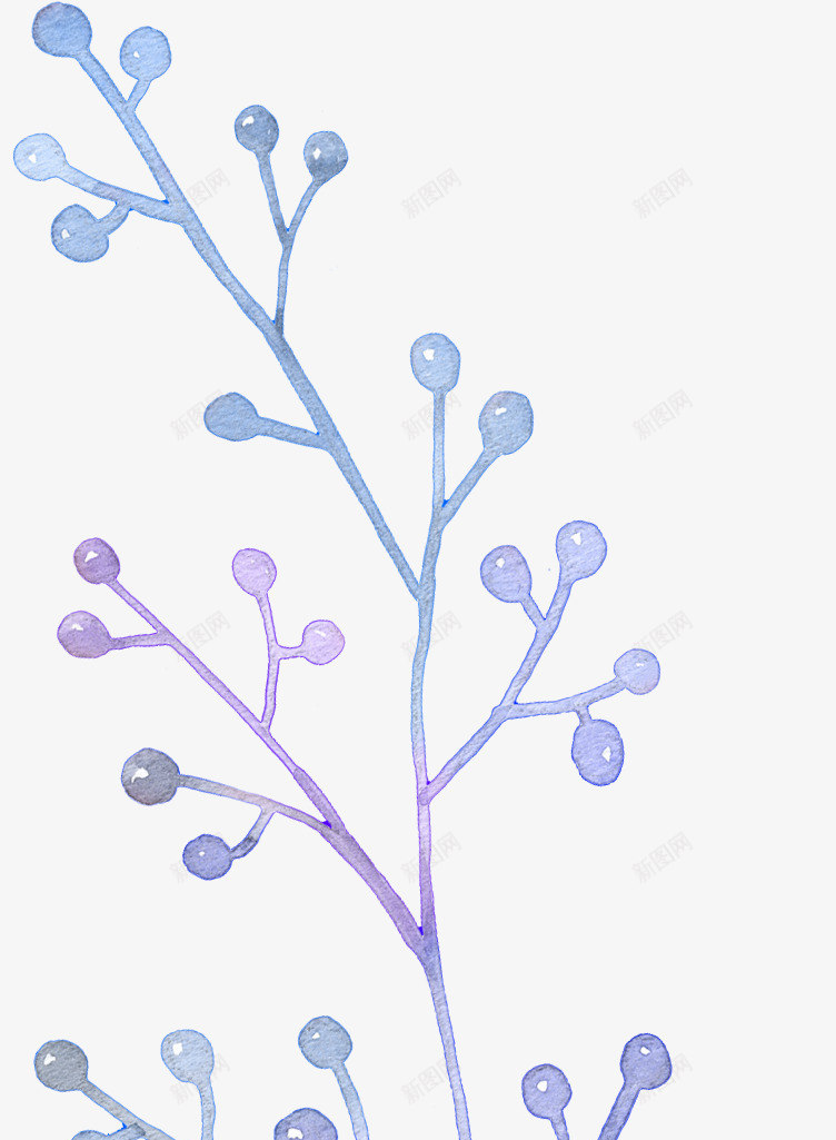 蓝色系手绘水彩花朵png免抠素材_新图网 https://ixintu.com 手绘 水彩 水粉画 清爽 花卉 花朵 蓝色