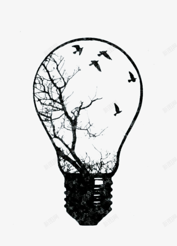 灯泡中的林景png免抠素材_新图网 https://ixintu.com 林景 灯泡 装饰图案