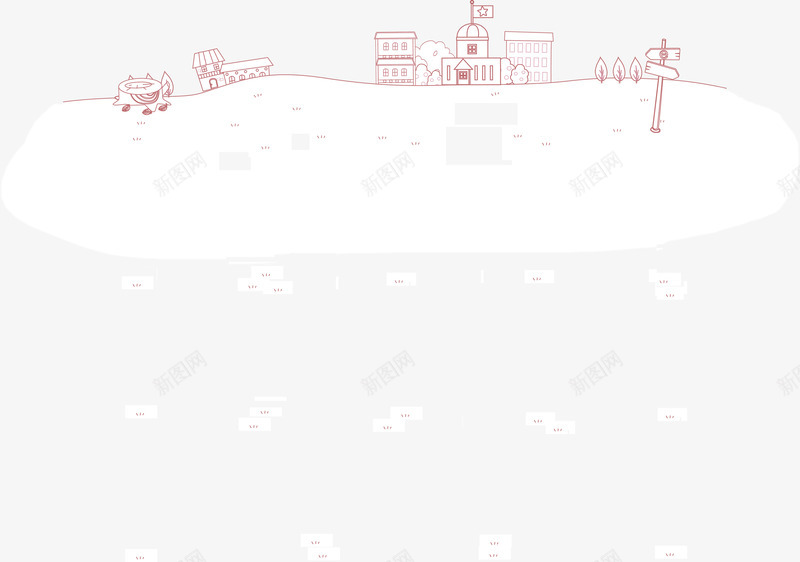 开学季红色线条房子雪地png免抠素材_新图网 https://ixintu.com 开学 房子 红色 线条 雪地