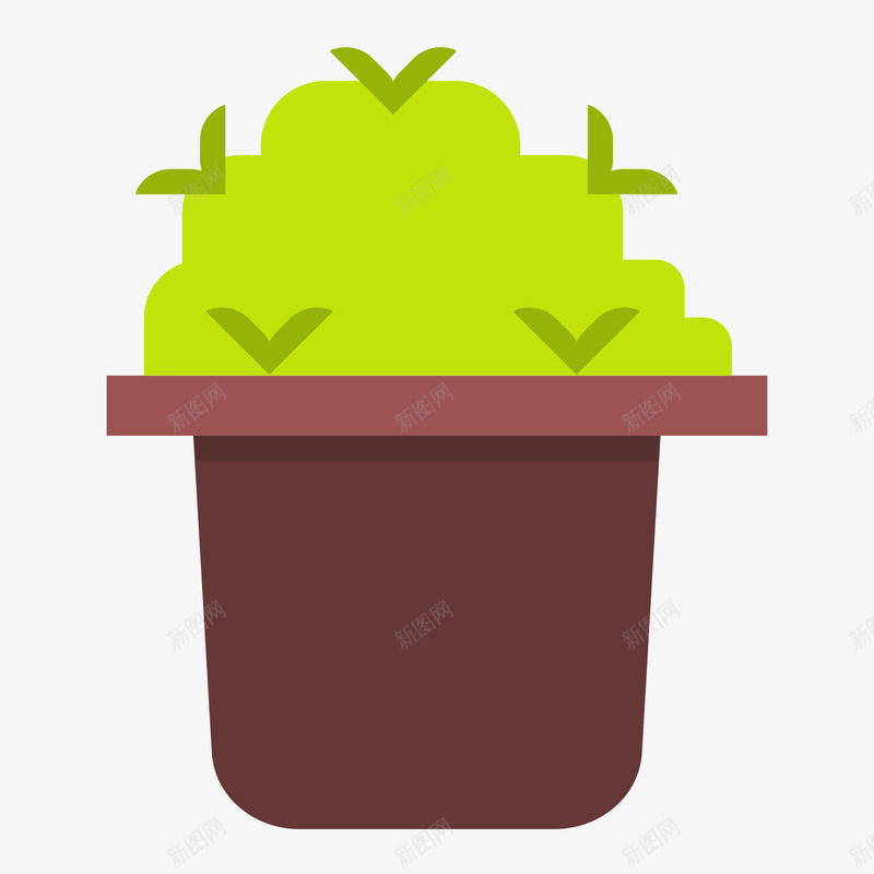 绿色植物扁平化psd免抠素材_新图网 https://ixintu.com 植物 素材 绿色 花盆