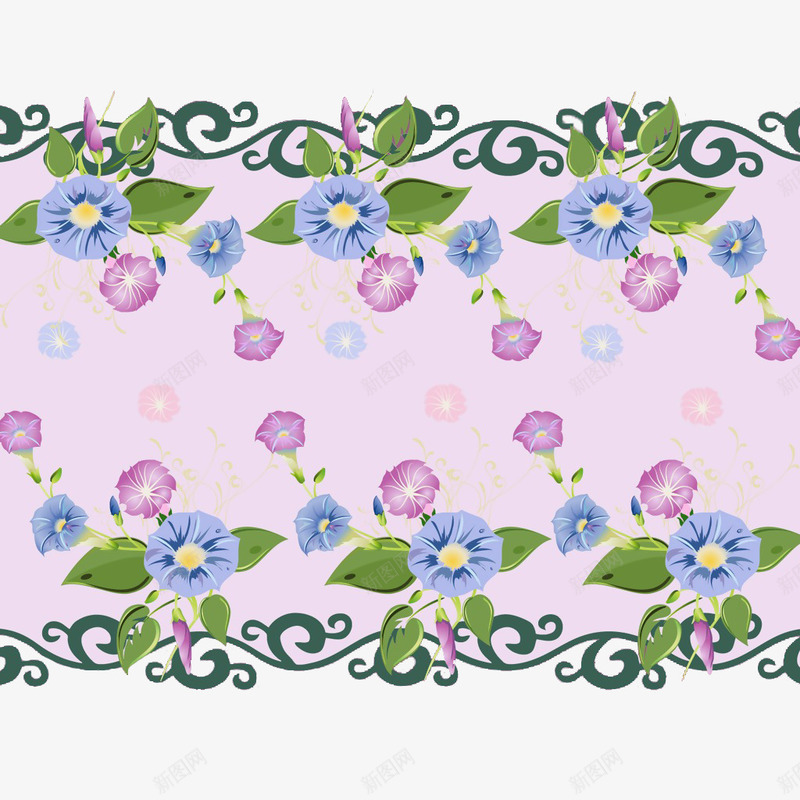 喇叭花对称花纹png免抠素材_新图网 https://ixintu.com 喇叭花 对称纹理 对称花纹 紫色喇叭花 花纹素材