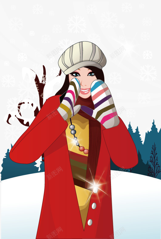 冰天雪地的女孩png免抠素材_新图网 https://ixintu.com 免费 免费素材 冰山雪地 女孩 帽子 手套 模型 红色 雪地 雪山