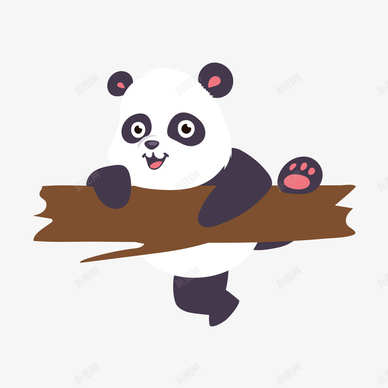 爬树的熊猫png免抠素材_新图网 https://ixintu.com 咖啡色 日常 树 熊猫 爬树熊猫 白色 红色 黑色