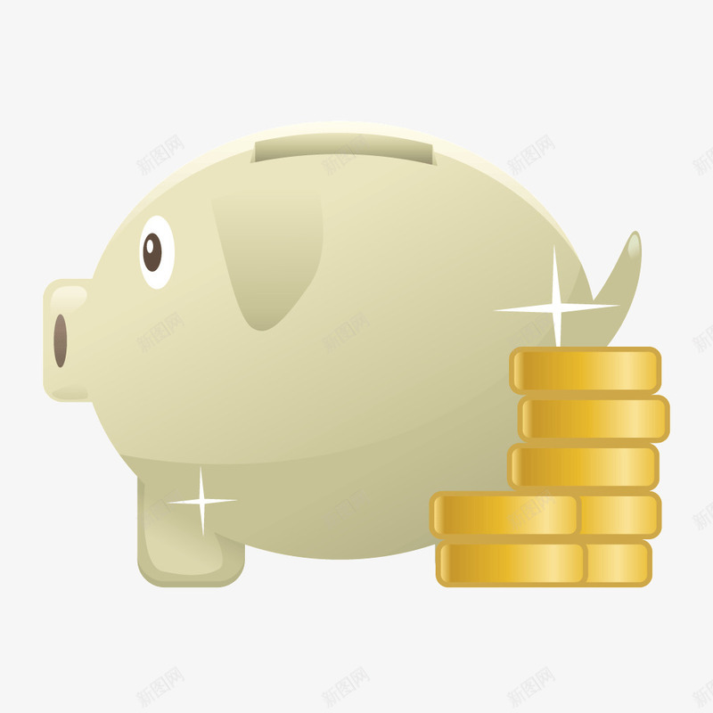 黄色金币小猪存钱罐png免抠素材_新图网 https://ixintu.com 存钱罐 小猪 金币 黄色