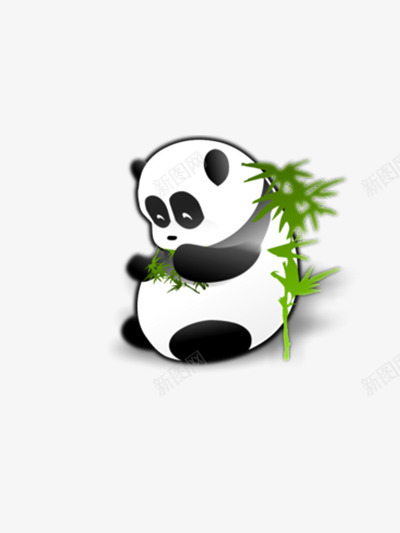 熊猫和竹叶png免抠素材_新图网 https://ixintu.com 动物 可爱 国宝 手绘熊猫