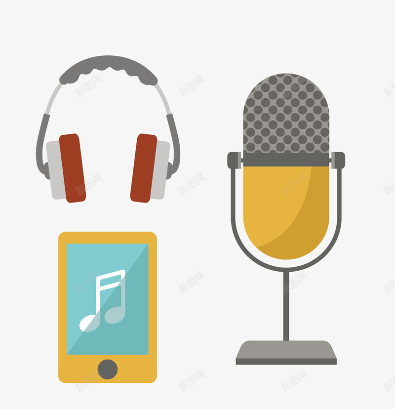 音乐用品png免抠素材_新图网 https://ixintu.com mp3 录音用品 时尚 耳机 话筒