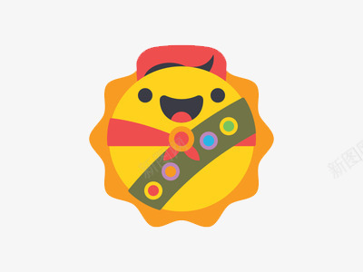 卡通太阳徽章png免抠素材_新图网 https://ixintu.com 卡通 太阳 徽章