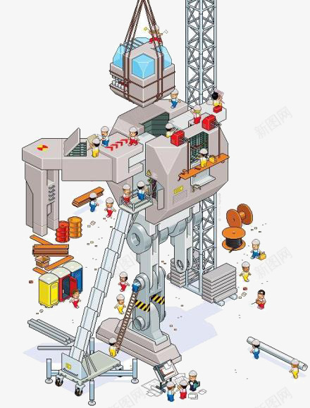 卡通建设施工插画png免抠素材_新图网 https://ixintu.com 卡通 平面 建筑 建设 插画 施工 漫画