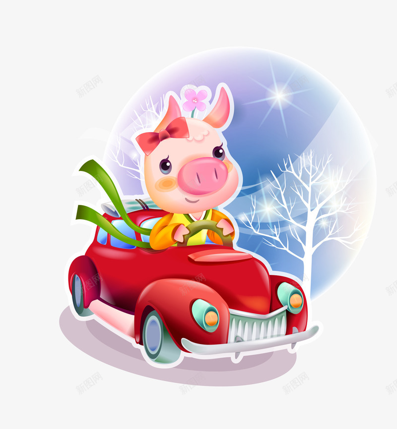 卡通红色可爱小猪开车矢量图eps免抠素材_新图网 https://ixintu.com 卡通 可爱 小猪 开车 红色 矢量图