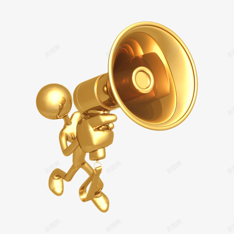 小金人拿着喇叭png免抠素材_新图网 https://ixintu.com 喇叭 小金人 黄色