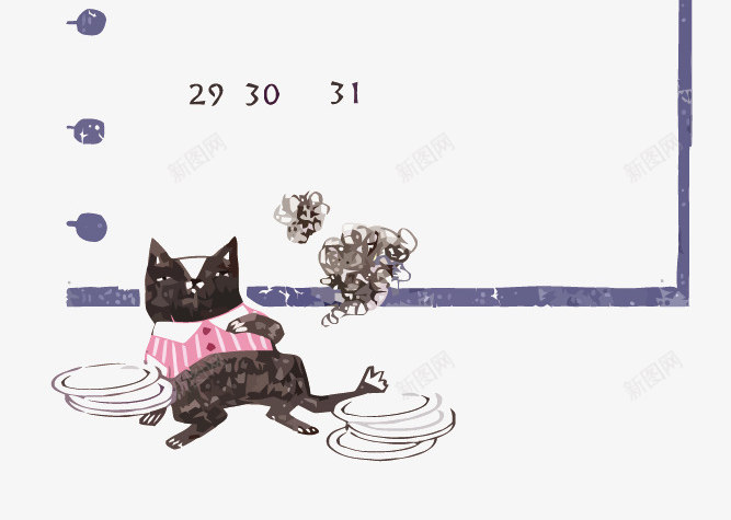 猫咪日历png免抠素材_新图网 https://ixintu.com 手账 日历 猫咪