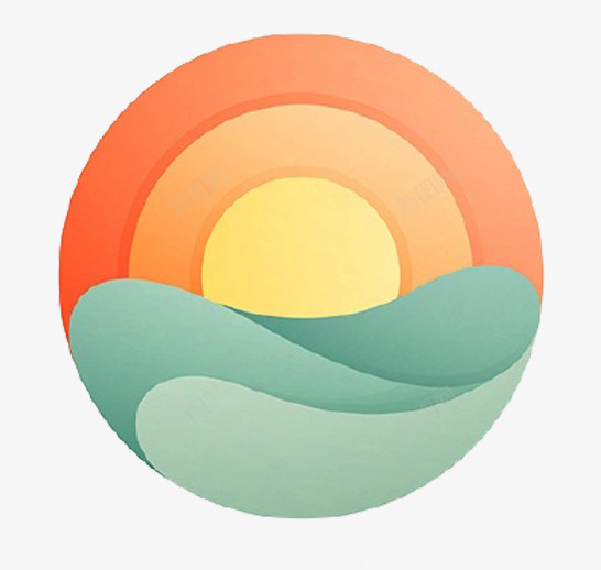 扁平化大海日出图标png_新图网 https://ixintu.com 大海 扁平化图标 日出 朝阳
