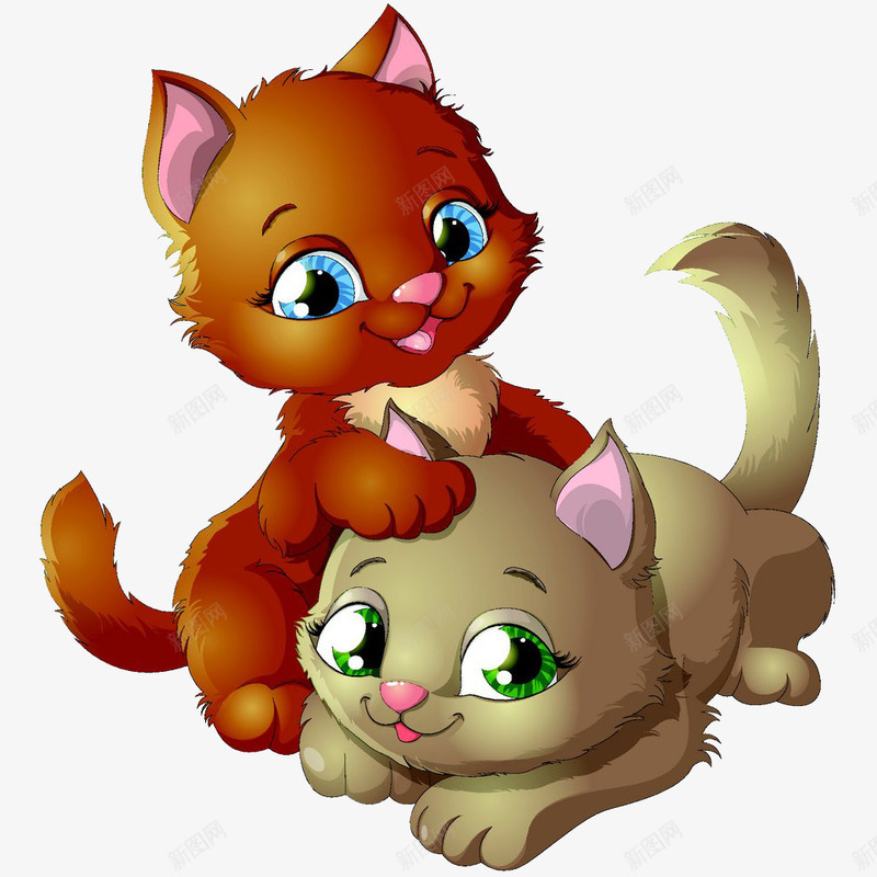 玩耍的两只小猫咪psd免抠素材_新图网 https://ixintu.com 两只 可爱的猫 小猫咪 玩耍