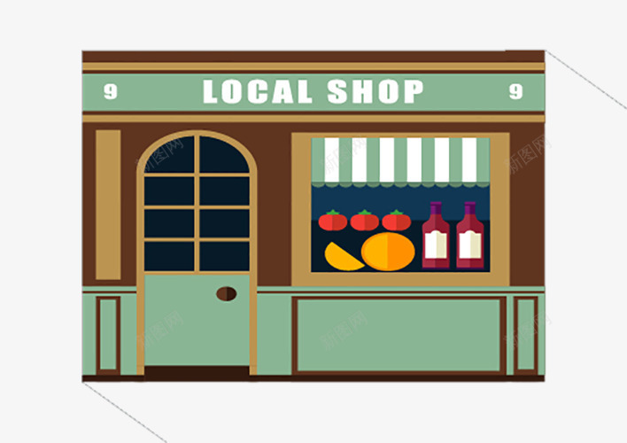 酒瓶橱窗商店店面psd免抠素材_新图网 https://ixintu.com 商铺 地方 把手 格子