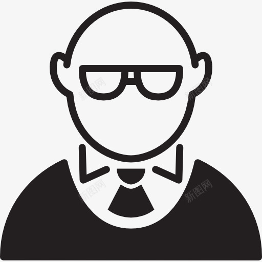秃头的戴眼镜的男人图标png_新图网 https://ixintu.com 人简介 头像 用户 经理 领带