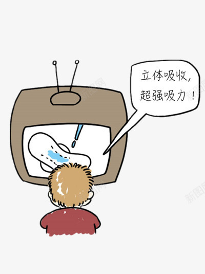 卡通卫生巾png免抠素材_新图网 https://ixintu.com 卫生棉 小男孩 电视机 黄色