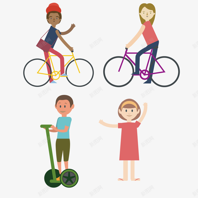 骑行游玩的人物png免抠素材_新图网 https://ixintu.com 人物 出行 自行车 锻炼
