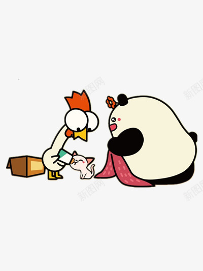 鸡与熊猫png免抠素材_新图网 https://ixintu.com 卡通 熊猫 鸡