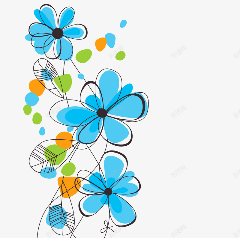 花纹线描小清新矢量图ai免抠素材_新图网 https://ixintu.com 小清新 线描 花纹 矢量图