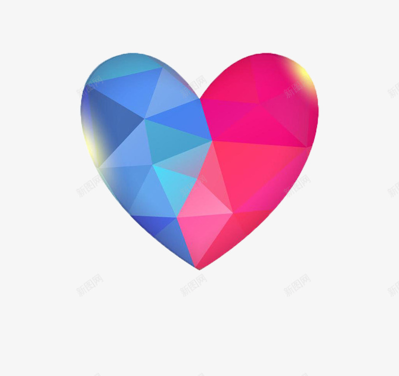 红蓝爱心png免抠素材_新图网 https://ixintu.com 几何 心形 爱心 红心 蓝心 装饰