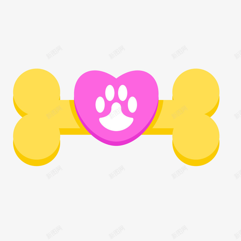 黄色宠物狗骨头标签png免抠素材_新图网 https://ixintu.com 卡通标签 宠物狗标签 黄色文案背景 黄色骨头