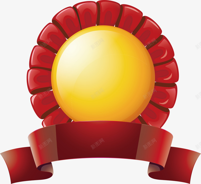 红色太阳得奖徽章矢量图ai免抠素材_新图网 https://ixintu.com 太阳徽章 得奖徽章 徽章 矢量png 红色徽章 颁奖徽章 矢量图