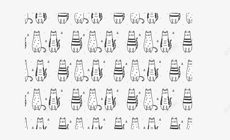手绘猫咪png免抠素材_新图网 https://ixintu.com 卡通 可爱 图案 尾巴 手绘 猫咪 素描