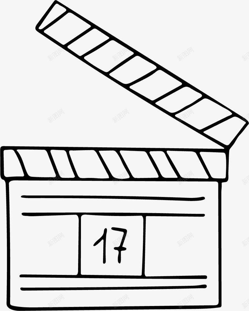 文字图案电影卡板简笔画png免抠素材_新图网 https://ixintu.com 卡板 填色练习 录像 手绘图 电影拍摄 简笔画 线条 黑白色