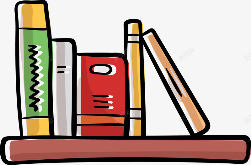 卡通书籍书架png免抠素材_新图网 https://ixintu.com 书架 书籍 办公学习 手绘 矢量图案 简约