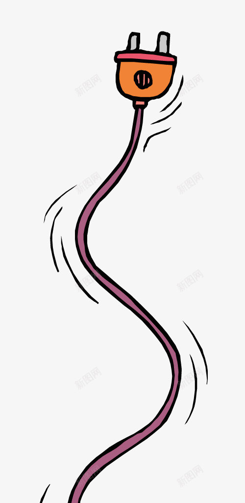 手绘插头png免抠素材_新图网 https://ixintu.com 修理线路 卡通 家用 手绘 插头 橘色 电线 线头 黑色