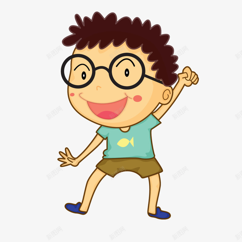卡通眼镜小男生矢量图ai免抠素材_新图网 https://ixintu.com PNG 卡通 卡通男生 卡通眼镜 小男生 眼镜 矢量图