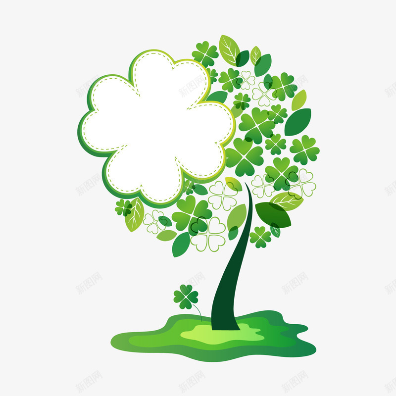 卡通创意树矢量图ai免抠素材_新图网 https://ixintu.com 创意 卡通 四叶草 树 植物 绿色 矢量图