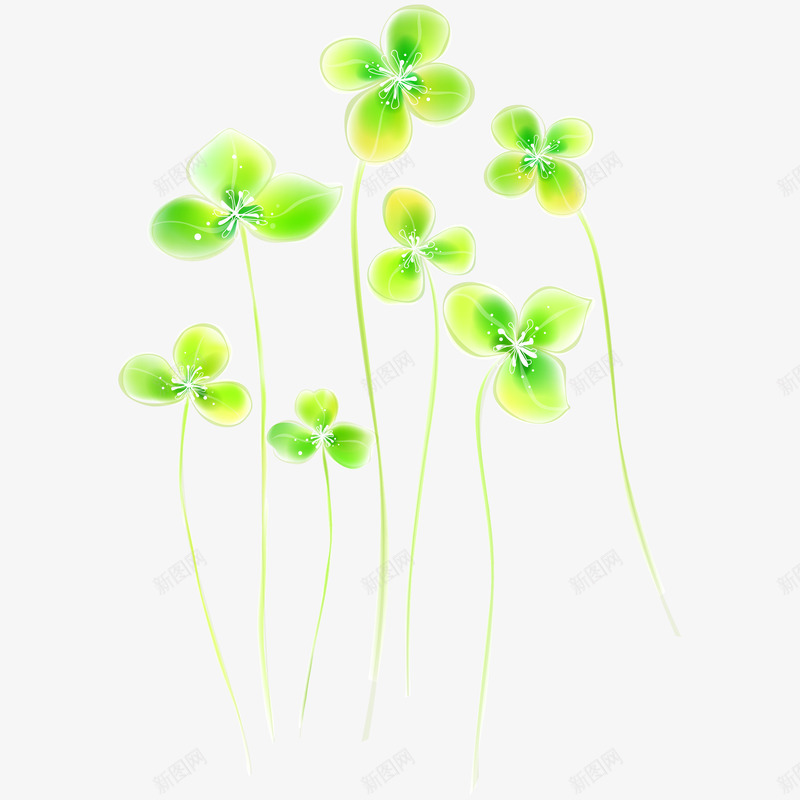 手绘绿色幸运草简图png免抠素材_新图网 https://ixintu.com 叶子 四叶草 幸运草 手绘图 植物 水彩 绿植