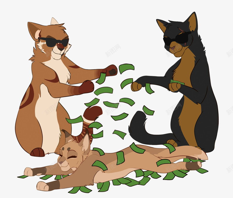 金钱和猫矢量图eps免抠素材_新图网 https://ixintu.com 卡通富豪 土豪 富翁 挥金如土 有钱人 猫咪 矢量图 矢量猫咪 金钱