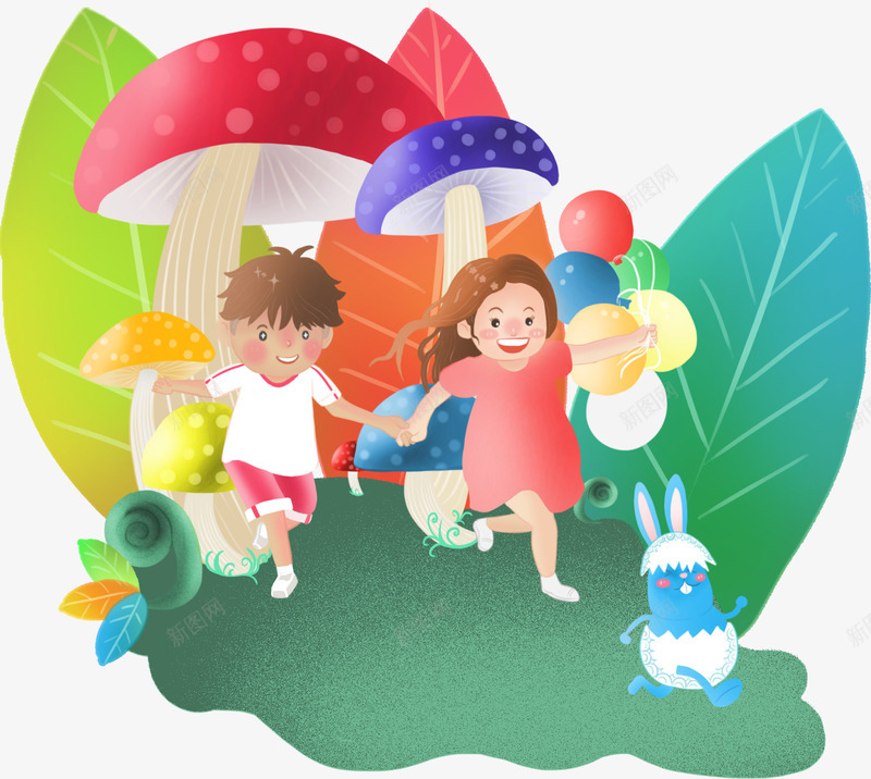 欢乐场游玩元素png免抠素材_新图网 https://ixintu.com 人物 元素 精灵 蘑菇