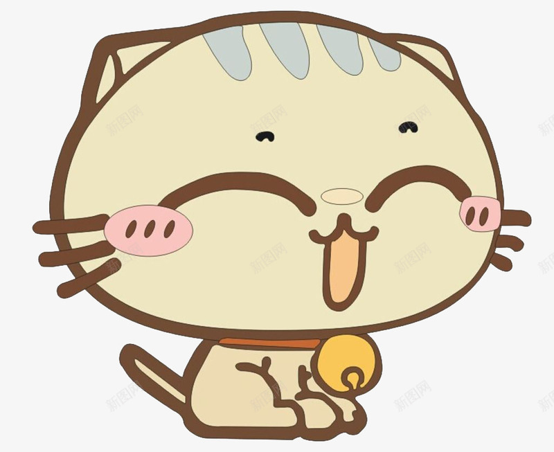 带铃铛的猫咪png免抠素材_新图网 https://ixintu.com 卡通 带铃铛 幼猫 猫咪 笑