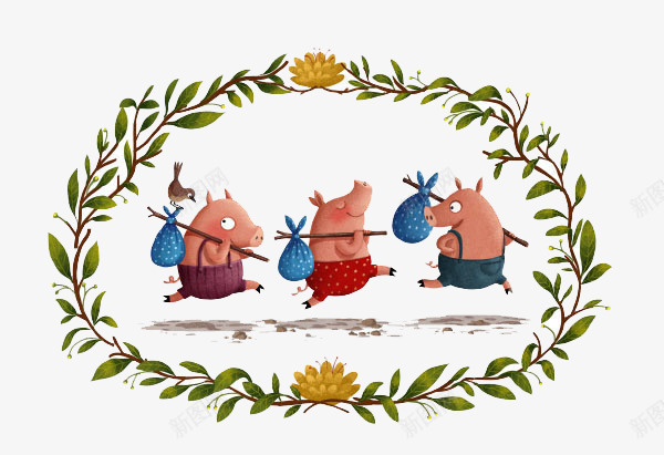 三只小猪png免抠素材_新图网 https://ixintu.com 三只小猪 儿童插画 卡通 卡通人物 卡通动物 可爱 插画 故事插画