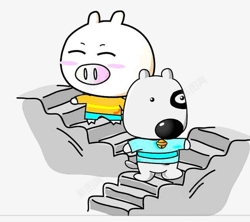 卡通手绘小猪爬楼png免抠素材_新图网 https://ixintu.com 卡通动物 卡通小猪 卡通小猪爬楼 卡通爬楼 梯子 爬楼