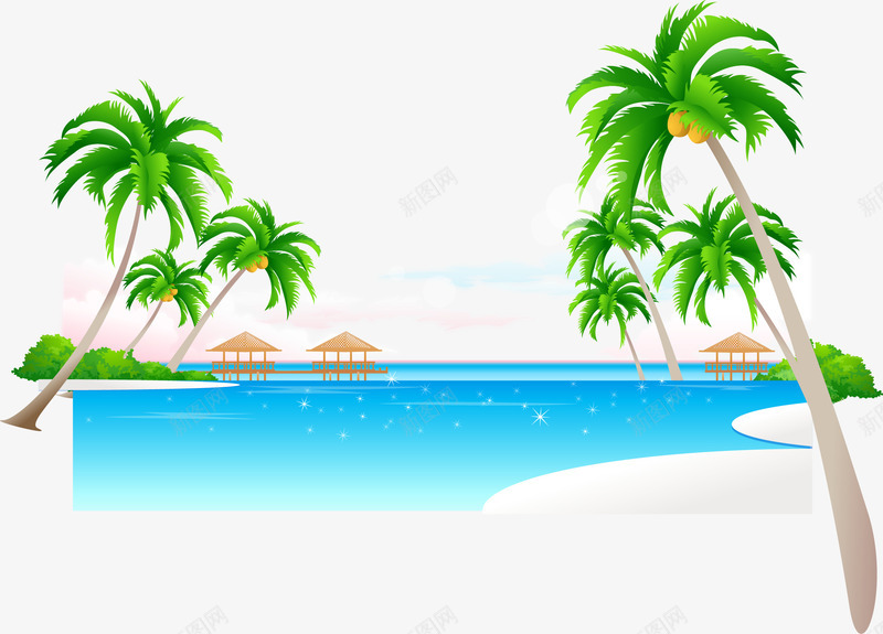 椰子树海报蓝色大海png免抠素材_新图网 https://ixintu.com 大海椰子树 椰子树 椰子树矢量 蓝色大海 蓝色海报