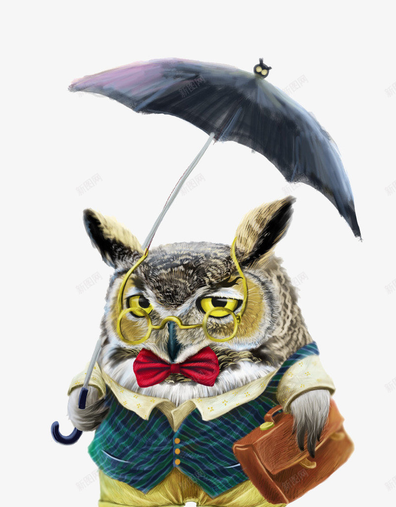 猫头鹰png免抠素材_新图网 https://ixintu.com 戴眼镜的猫头鹰 黑色