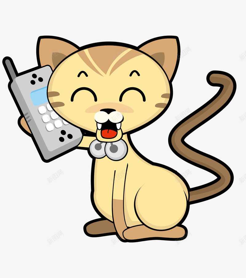 打电话的卡通猫咪矢量图ai免抠素材_新图网 https://ixintu.com 卡通猫咪矢量素材 手绘猫咪 打电话的卡通猫咪 打电话的卡通猫咪免费png下载 矢量图