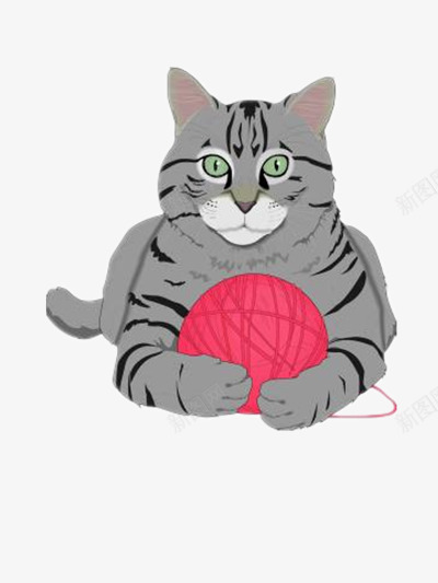 抱毛球的猫咪png免抠素材_新图网 https://ixintu.com 卖萌 可爱 宠物 肥胖