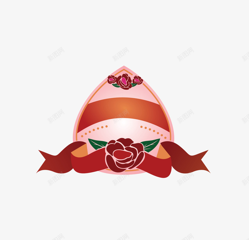 红色蔷薇花标识图标png_新图网 https://ixintu.com 复古花蔷薇 山茶花 徽章 手绘花 标志 标识设计 玫瑰花 红色花 蔷薇