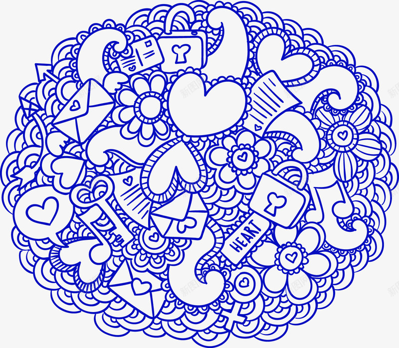 线描爱心花卉背景矢量图ai免抠素材_新图网 https://ixintu.com 底纹 线描爱心 线描花卉 背景 矢量图